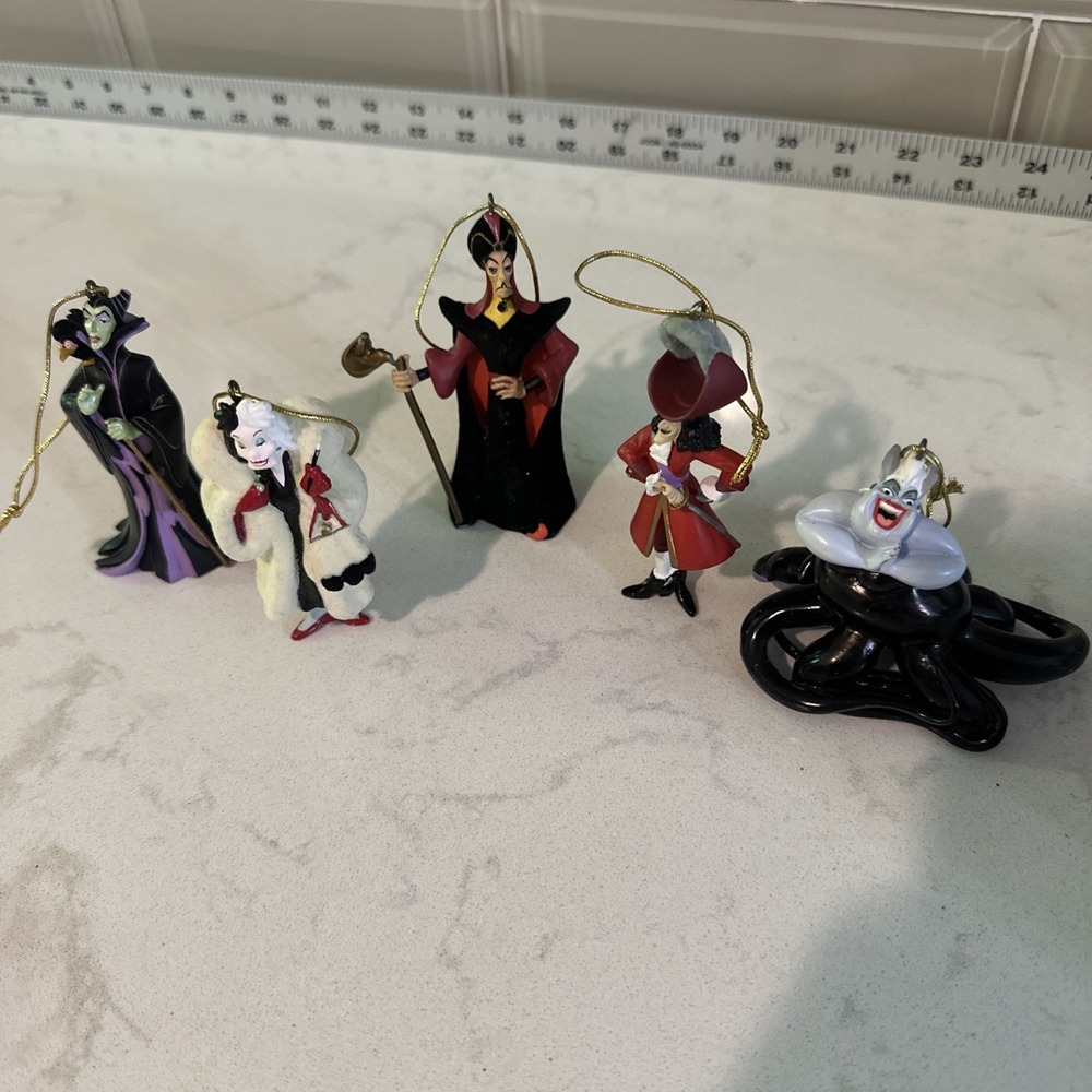 Disney Villains Ornament Set Storybook Figurines Ursula Hook Cruella Jafar 5 Pcs